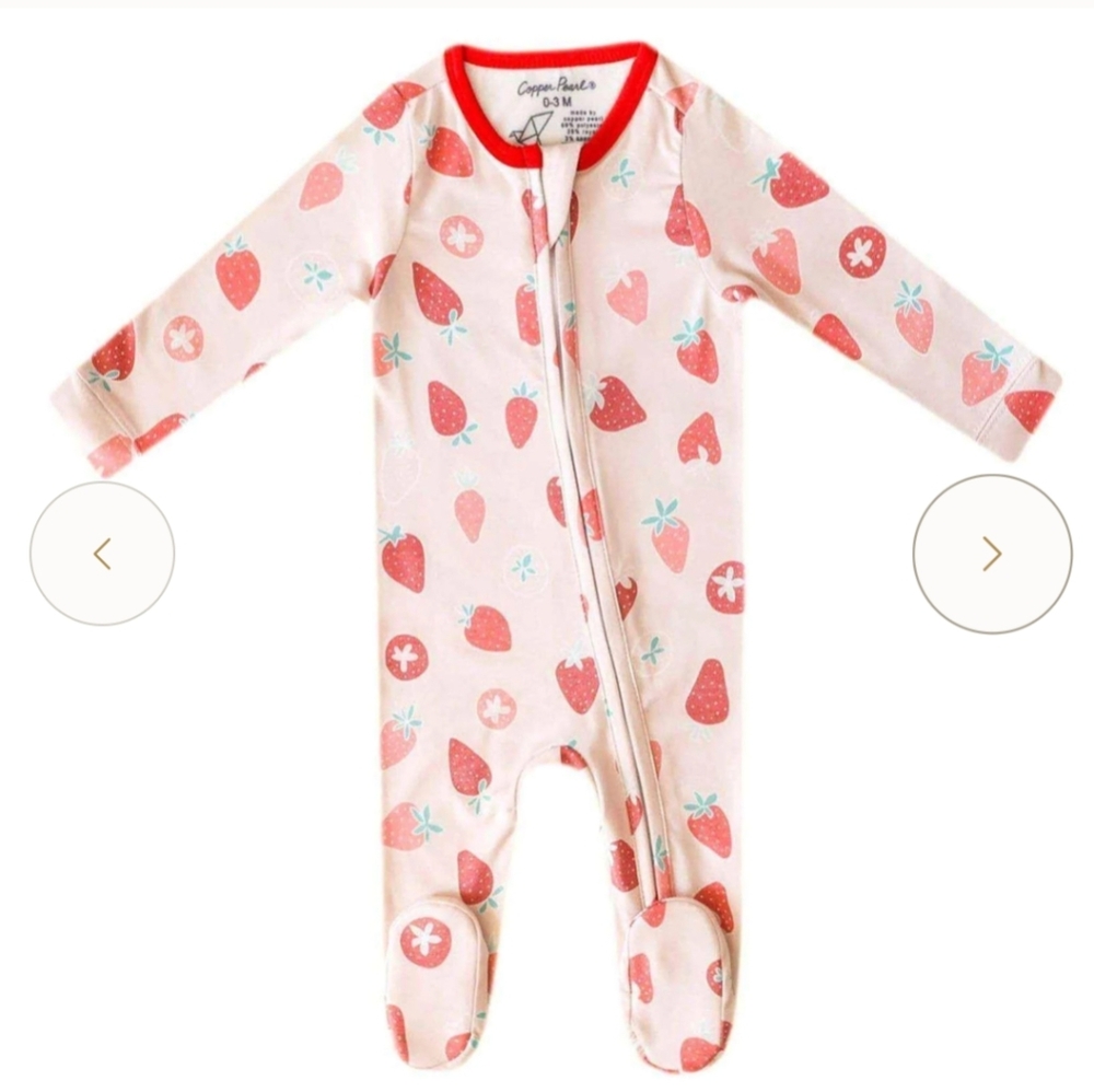 Copper Pearl Strawberry Footie Pajama